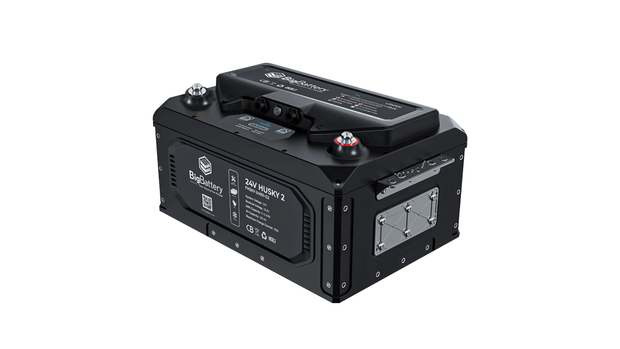 High quality photo of the Big Battery 24V Husky Front Left View. Photo sourced by Current Connected.