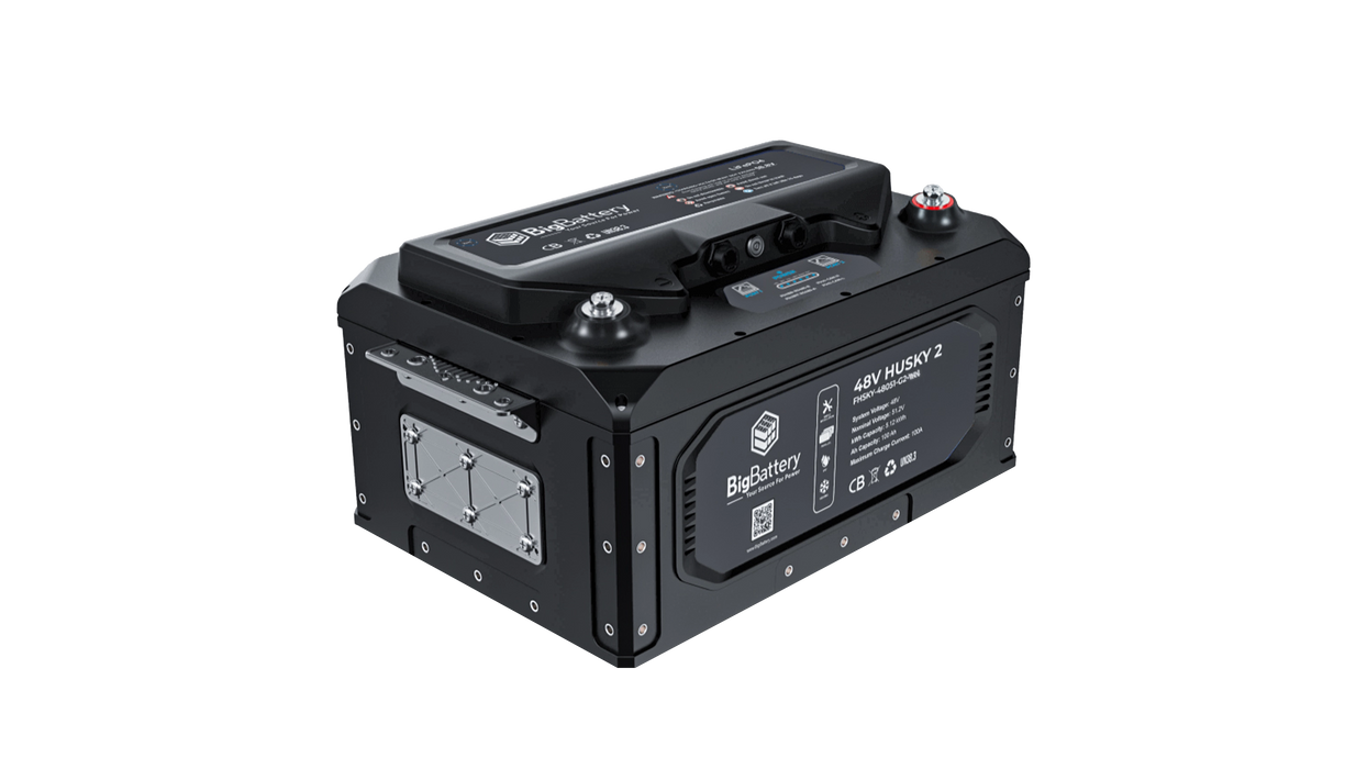 High quality photo of the Big Battery 48V Husky Front Right View. Photo sourced by Current Connected.