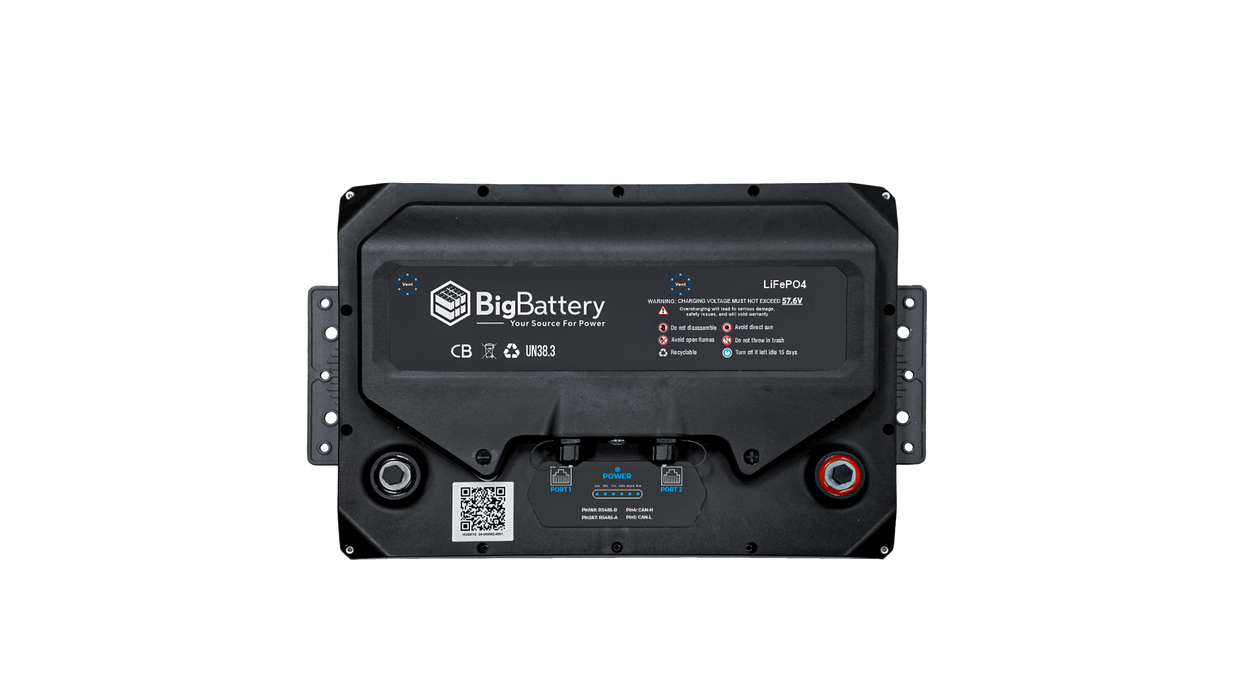 High quality photo of the Big Battery Husky LiFePO4 Battery INV Top View. Photo sourced by Current Connected.
