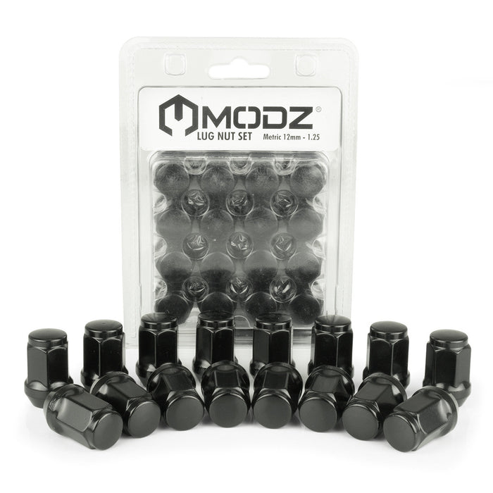 MODZ Golf Cart Lug Nuts - Pack of 16 Metric (12mm -1.25) Black