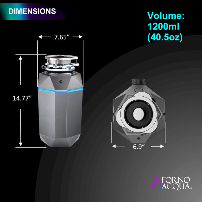 Forno Acqua BrightDiamond Black Onyx 1HP Super Quiet Garbage Disposal Corded with Motion... Kitchen Appliance - View 10