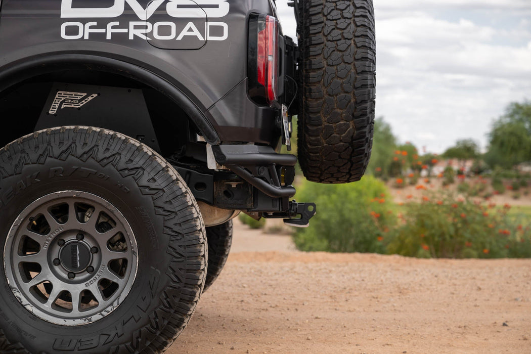DV8 Offroad 2021-2026 Ford Bronco Rear Tube Bumper – installed on vehicle, image 11 of 20