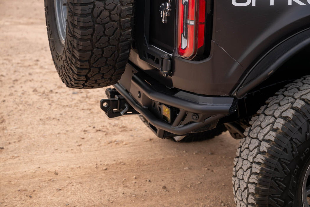 DV8 Offroad 2021-2026 Ford Bronco Rear Tube Bumper – installed on vehicle, image 13 of 20