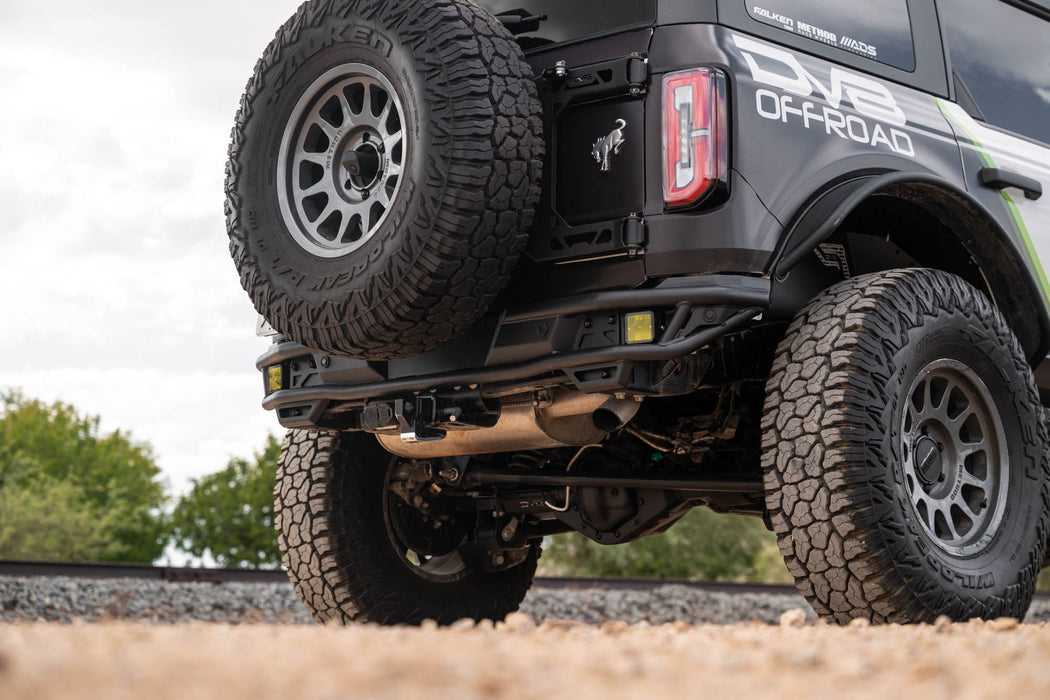 DV8 Offroad 2021-2026 Ford Bronco Rear Tube Bumper – installed on vehicle, image 4 of 20