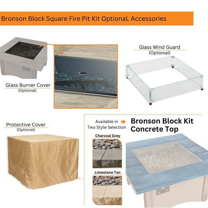 The Outdoor Greatroom Bronson Block Square Gas Fire Pit Kit | BRON51 - Features