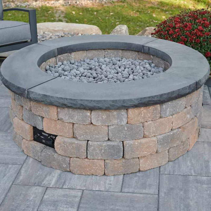 The Outdoor Greatroom Bronson Block Round Gas Fire Pit Kit | BRON52 - Side View