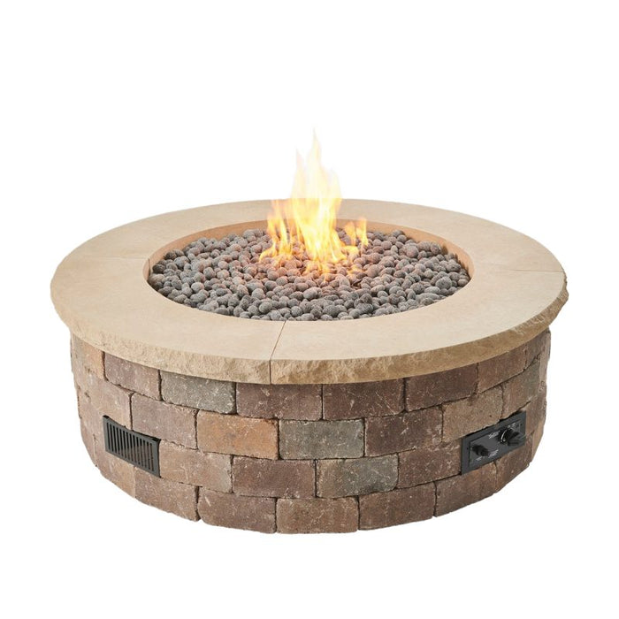 The Outdoor Greatroom Bronson Block Round Gas Fire Pit Kit | BRON52 - Installation View