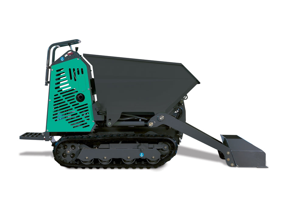 IMER Tracker 1215 Hi-Tip Tracked Mini Dumper with Self-Loading Shovel – Bucket Down (Electric – 4 HP Lithium)