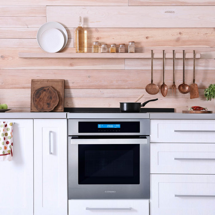 Cosmo 4-Piece Appliance Package - 30-Inch Electric Cooktop, Under Cabinet Range Hood, Wall Oven and Microwave in Stainless Steel (COS-4PKG-136) Cosmo