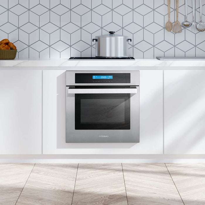 Cosmo 4-Piece Appliance Package - 30-Inch Electric Cooktop, Under Cabinet Range Hood, Wall Oven and Microwave in Stainless Steel (COS-4PKG-138) Cosmo