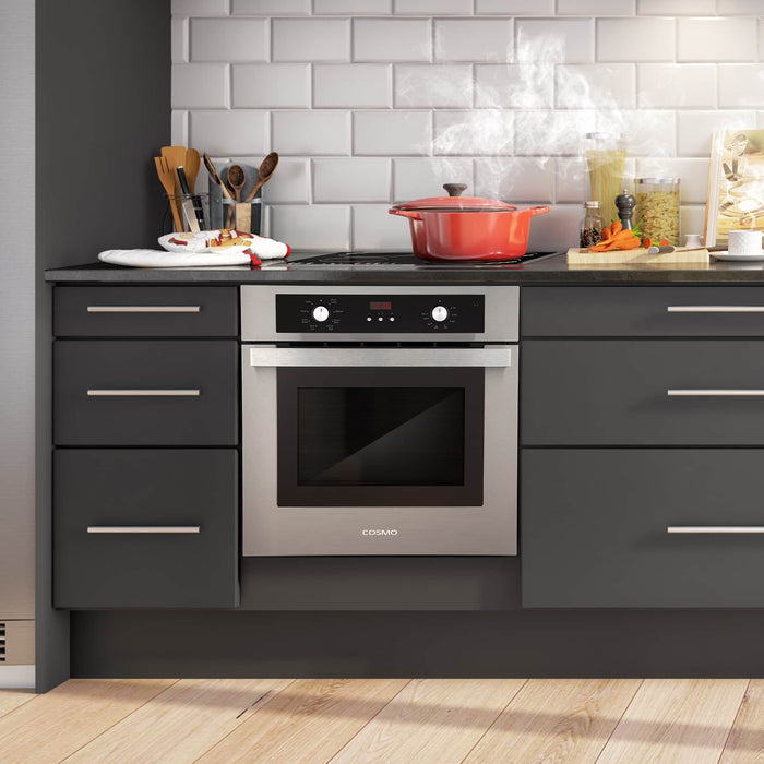 Cosmo 4-Piece Appliance Package - 30-Inch Electric Cooktop, Refrigerator, Wall Oven and Microwave Oven in Stainless Steel (COS-4PKG-142) Cosmo