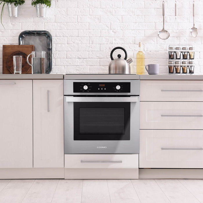 Cosmo 4-Piece Appliance Package - 30-Inch Electric Cooktop, Refrigerator with Water Dispenser, Electric Wall Oven and Over-the-Range Microwave in Stainless Steel (COS-4PKG-716) Cosmo