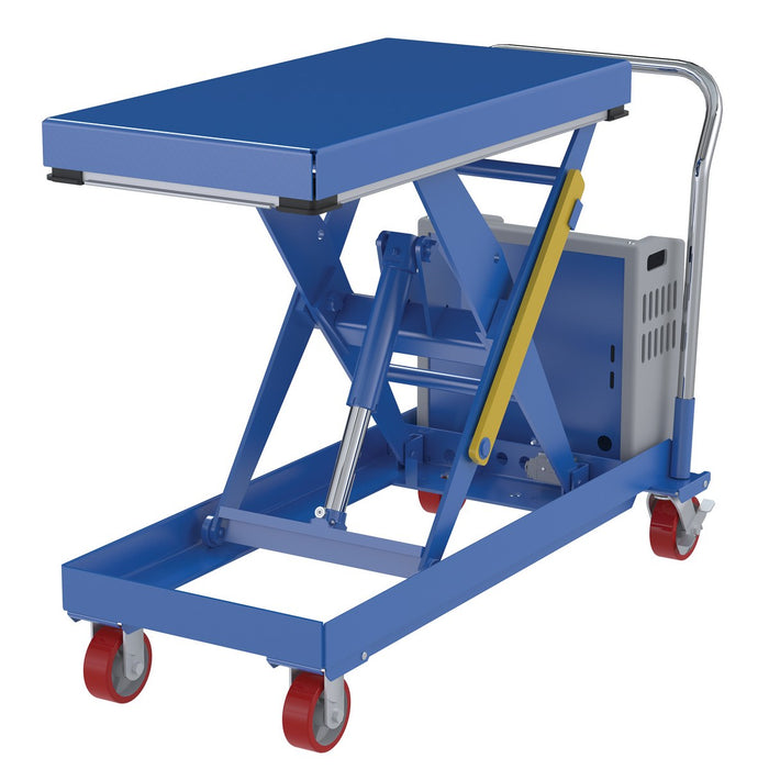 Vestil CART-1000-2040-DC Steel 12V DC Powered Hydraulic Elevating Cart 20 in. x 40 in. 1,000 lb. Capacity Blue