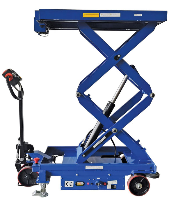 Vestil CART-1500D-DC-CTD-SC Steel Hydraulic Double Scissor Cart DC Powered With Scale 20 in. x 40 in. 1,500 lb. Capacity Blue