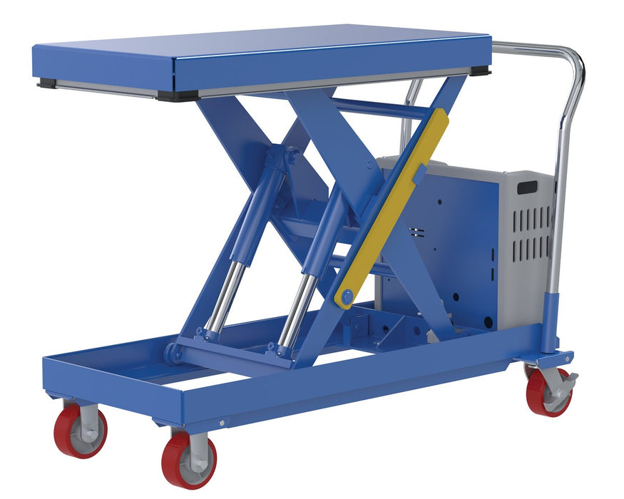 Vestil CART-2000-2040-DC Steel 12V DC Powered Hydraulic Elevating Cart 20 in. x 40 in. 2,000 lb. Capacity Blue