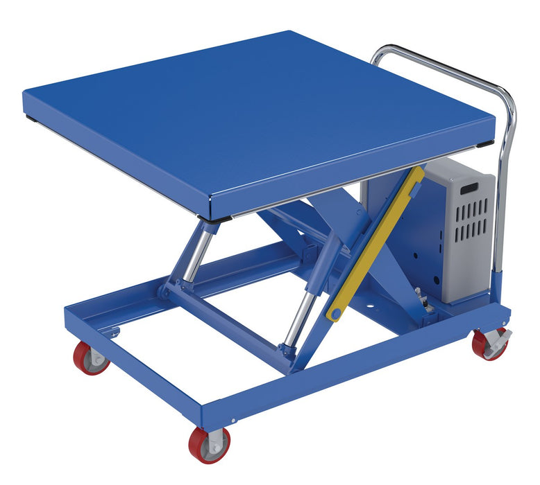 Vestil CART-2000-4242-DC Steel 12V DC Powered Hydraulic Elevating Cart 42 in. x 42 in. 2,000 lb. Capacity Blue