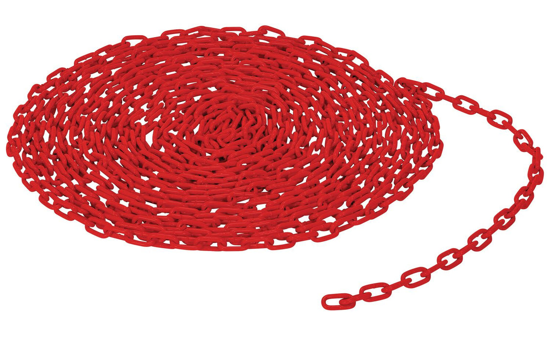 Vestil CHAIN-316-10-RD Steel Bollard Safety Chain 10 Foot 3/16 in. Thickness Red