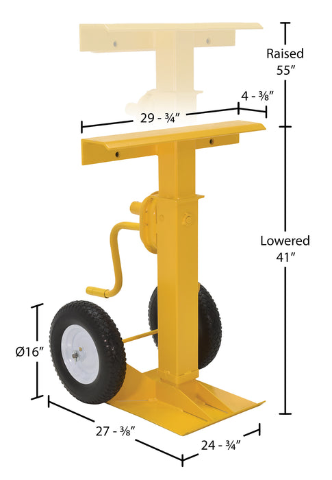 Vestil CJ-BEAM-SN steel stabilizing jack with solid foam wheels dimensions diagram