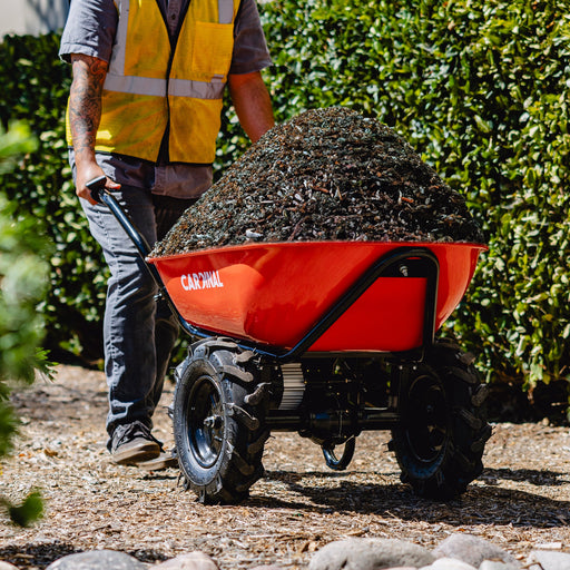 Tomahawk Power Electric Utility Cart 40V Battery-Powered Wheelbarrow 570-lb. Bucket Capacity - Side View