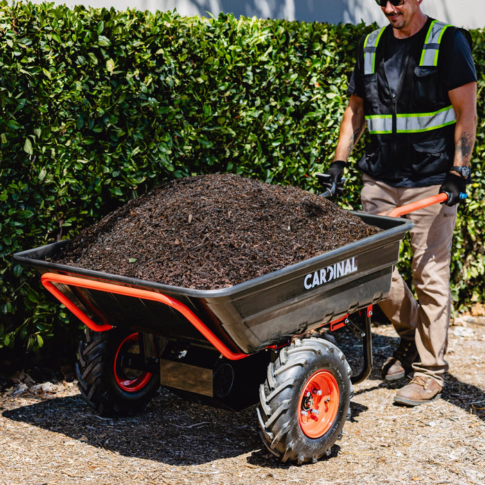 Tomahawk Power Heavy Duty Electric Utility Cart 40V Battery-Powered Wheelbarrow 660-lb. Bucket Capacity - Side View