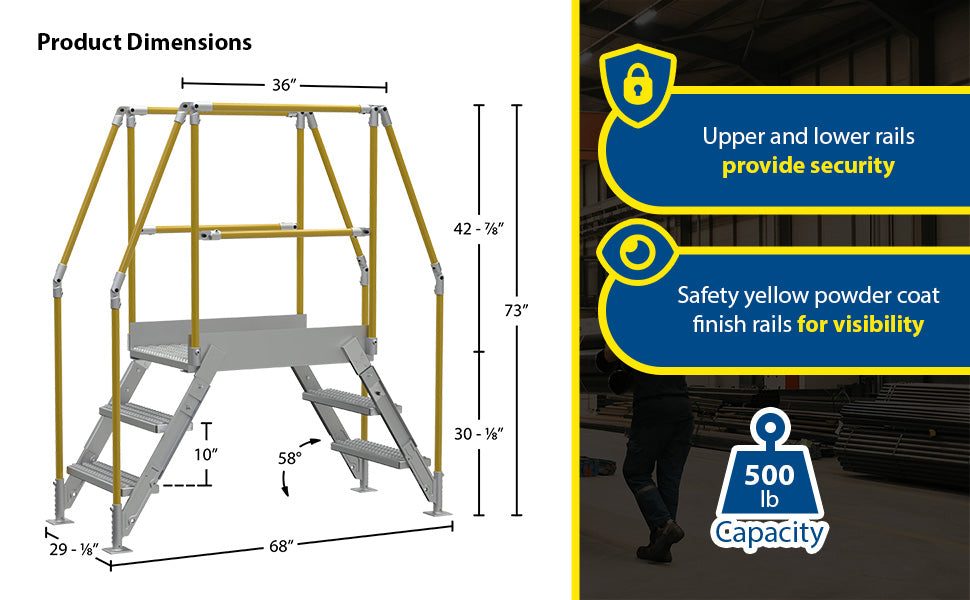 Vestil COL-AL-3-26-23 aluminum crossover ladder feature overview 1