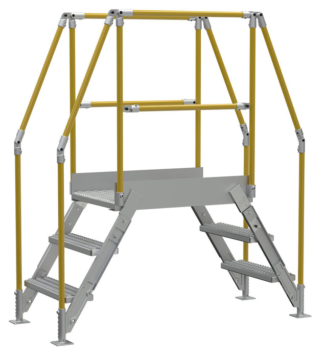 Vestil COL-AL-3-26-23 Aluminum Crossover Ladder 3 Step 36 x 29-1/8 in. Platform 500 lb. Capacity Silver