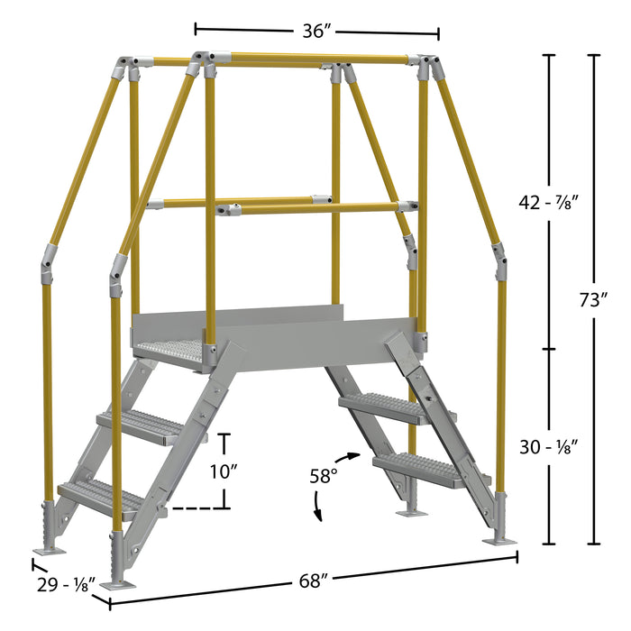 Vestil COL-AL-3-26-23 aluminum crossover ladder dimensions diagram