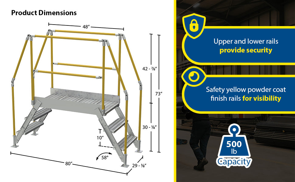 Vestil COL-AL-3-26-33 aluminum crossover ladder feature overview 2