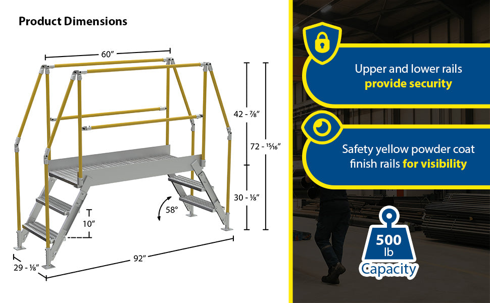 Vestil COL-AL-3-26-44 aluminum crossover ladder feature overview 2