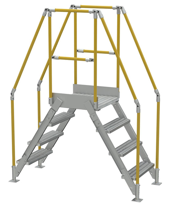 Vestil COL-AL-4-36-14 Aluminum Crossover Ladder 4 Step 24 x 29-1/8 in. Platform 500 lb. Capacity Silver