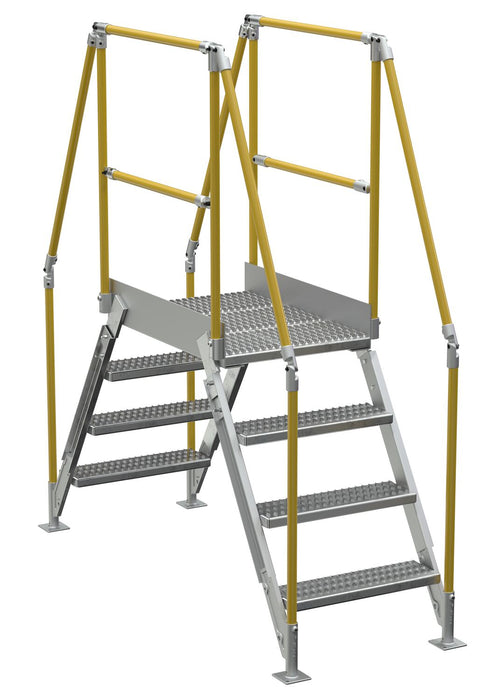 Vestil COL-AL-4-36-23 Aluminum Crossover Ladder 4 Step 36 x 29-1/2 in. Platform 500 lb. Capacity Silver