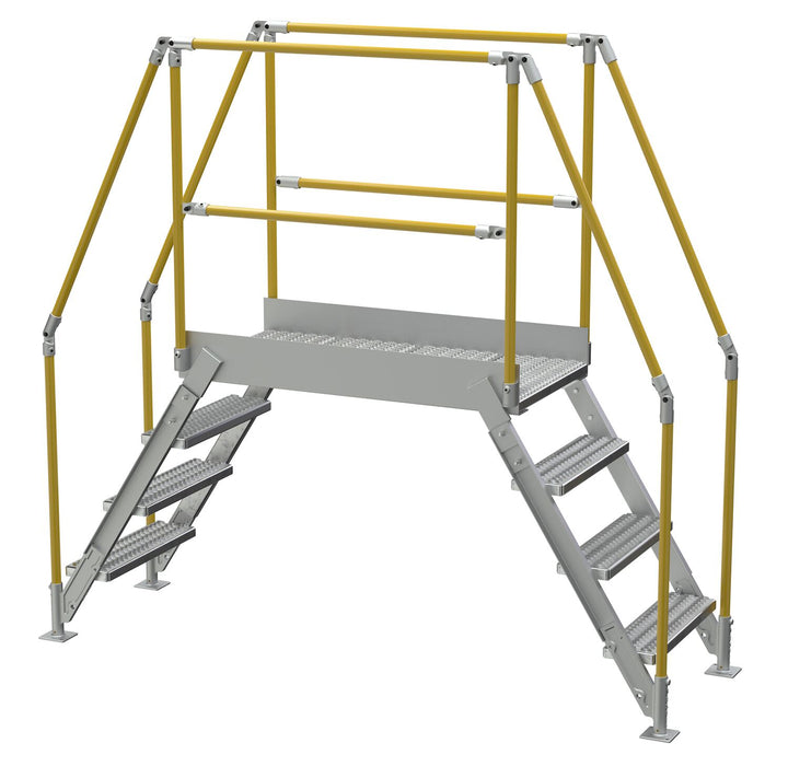 Vestil COL-AL-4-36-33 Aluminum Crossover Ladder 4 Step 48 x 29-1/8 in. Platform 500 lb. Capacity Silver