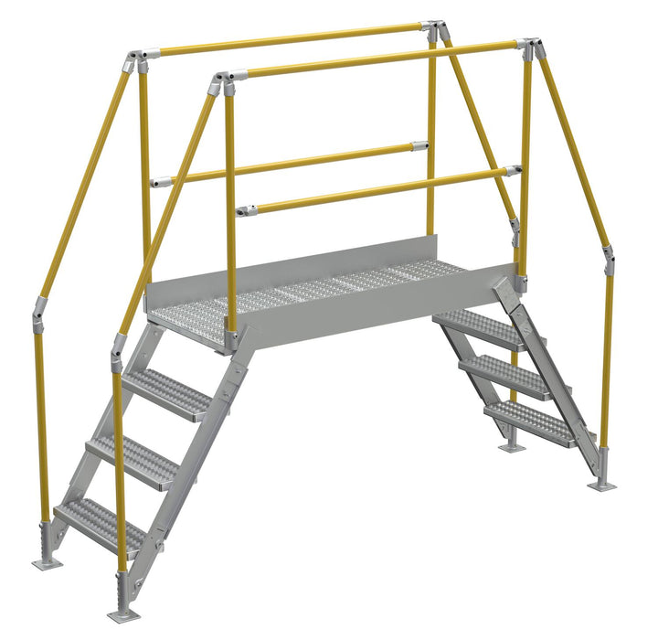 Vestil COL-AL-4-36-44 Aluminum Crossover Ladder 4 Step 60 x 29-1/8 in. Platform 500 lb. Capacity Silver