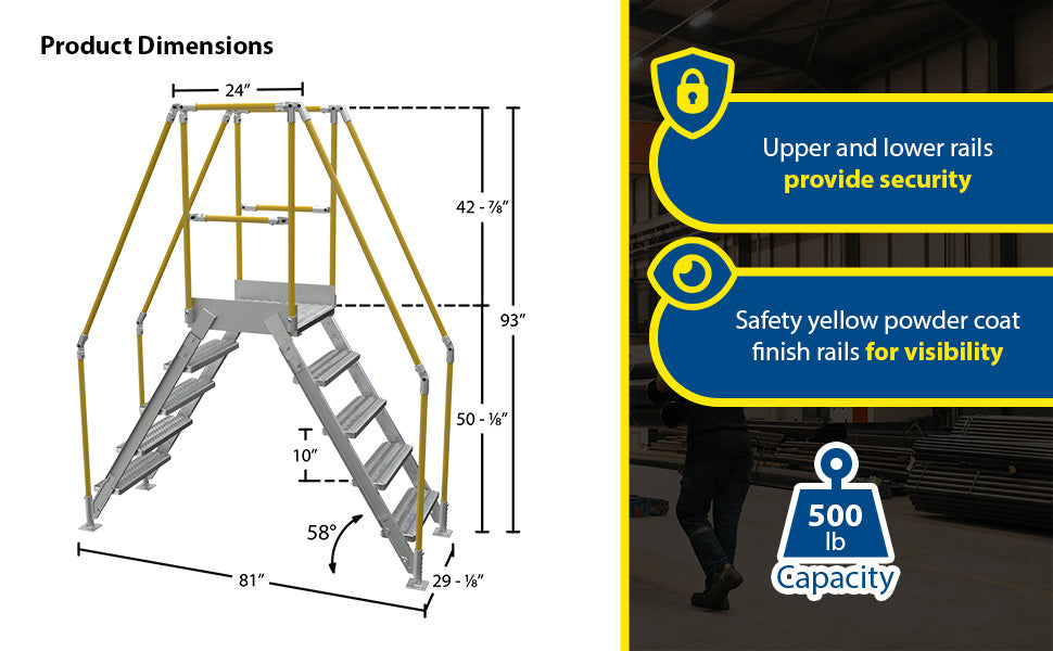 Vestil COL-AL-5-46-14 aluminum crossover ladder feature overview 3