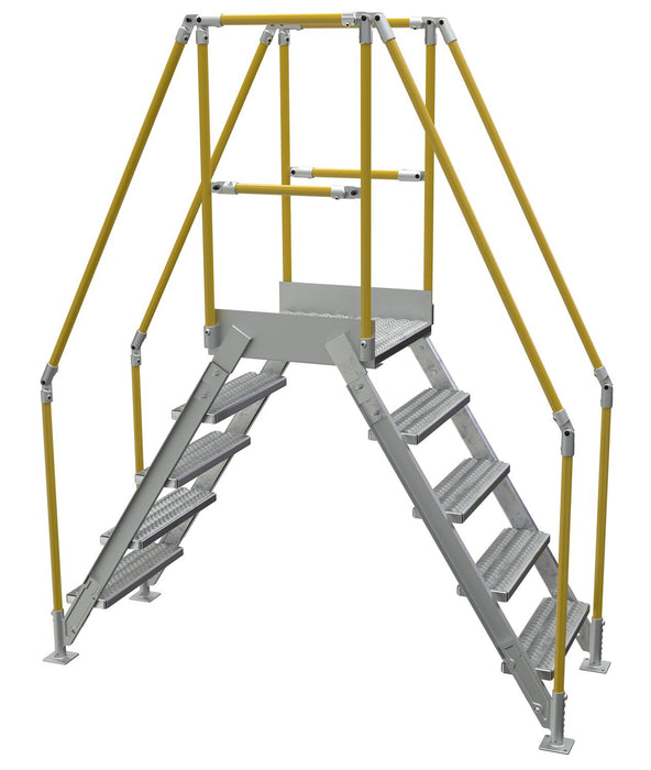 Vestil COL-AL-5-46-14 Aluminum Crossover Ladder 5 Step 24 x 29-1/8 in. Platform 500 lb. Capacity Silver