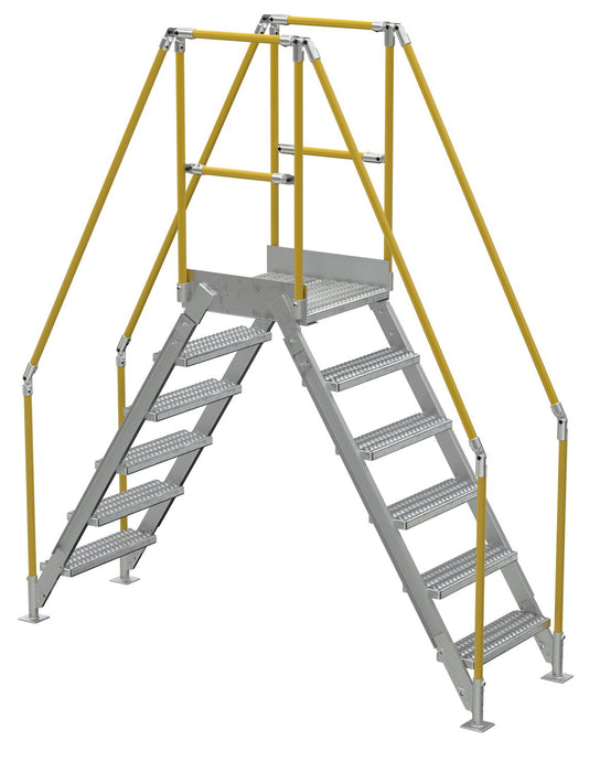 Vestil COL-AL-6-56-14 Aluminum Crossover Ladder 6 Step 24 x 29-1/8 in. Platform 500 lb. Capacity Silver