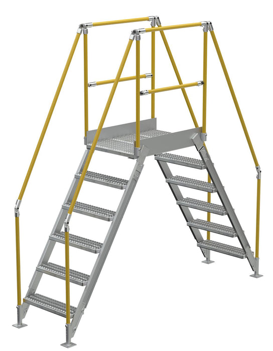 Vestil COL-AL-6-56-23 Aluminum Crossover Ladder 6 Step 36 x 29-1/8 in. Platform 500 lb. Capacity Silver