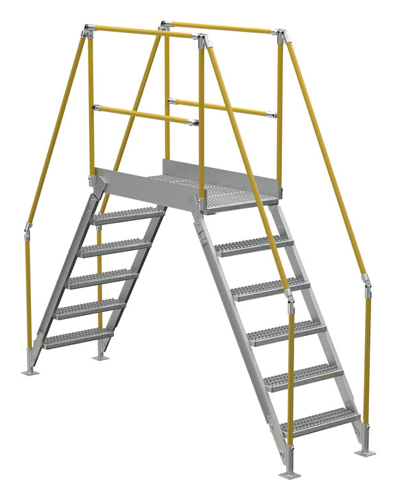 Vestil COL-AL-6-56-33 Aluminum Crossover Ladder 6 Step 48 x 29-1/8 in. Platform 500 lb. Capacity Silver