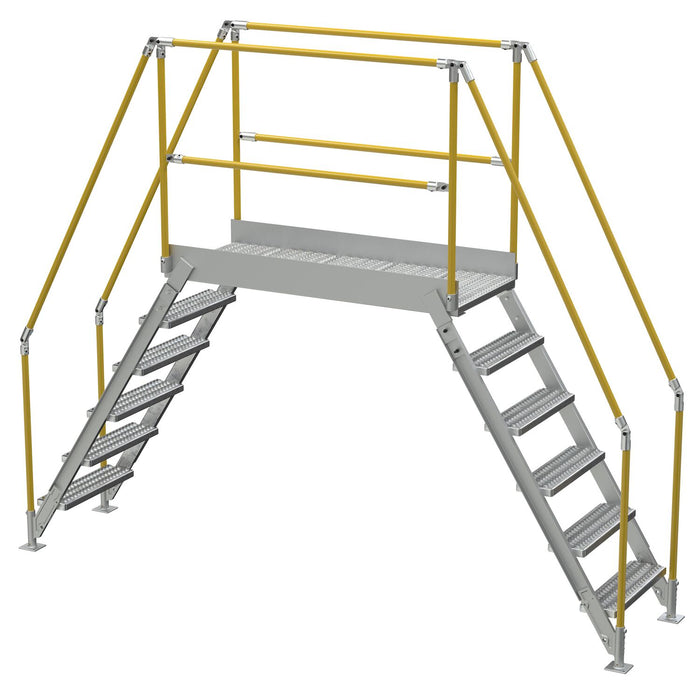 Vestil COL-AL-6-56-44 Aluminum Crossover Ladder 6 Step 60 x 29-1/8 in. Platform 500 lb. Capacity Silver