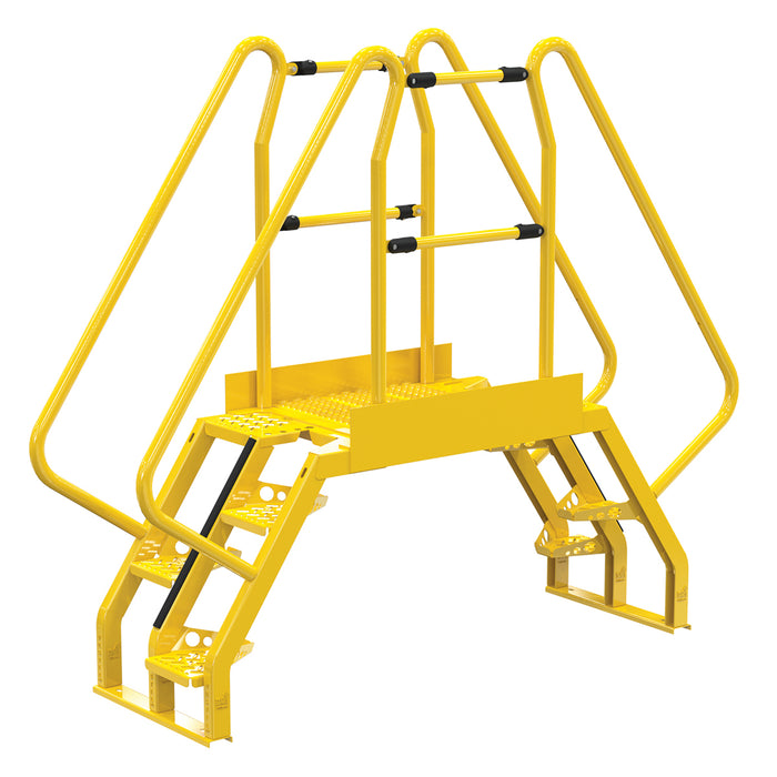 Vestil COLA-2-56-32 Steel Alternating Crossover Ladder 8 Step 56 Degrees 86 in. x 73 in. 350 lb. Capacity Yellow