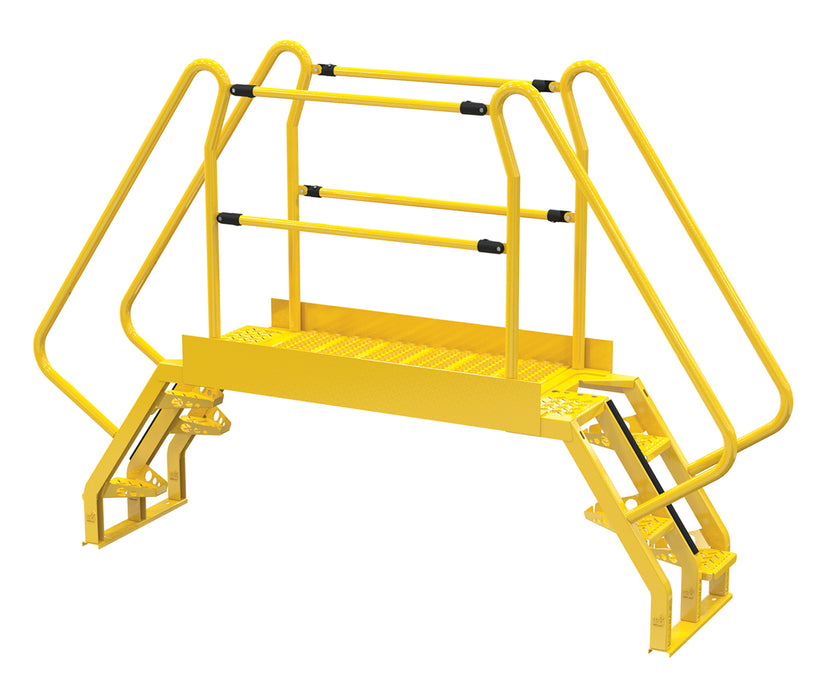 Vestil COLA-2-56-56 Steel Alternating Crossover Ladder 8 Step 56 Degrees 107 in. x 73 in. 350 lb. Capacity Yellow