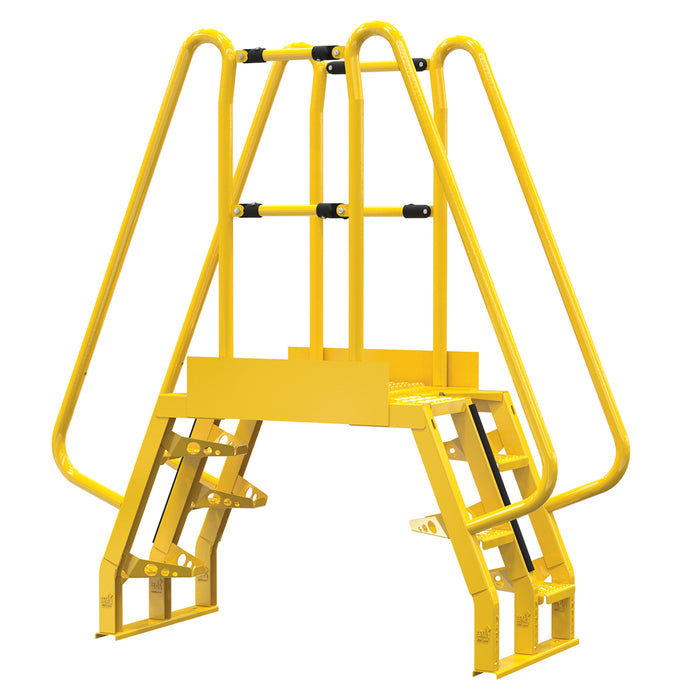 Vestil COLA-2-68-20 Steel Alternating Crossover Ladder 8 Step 68 Degrees 66 in. x 72 in. 350 lb. Capacity Yellow