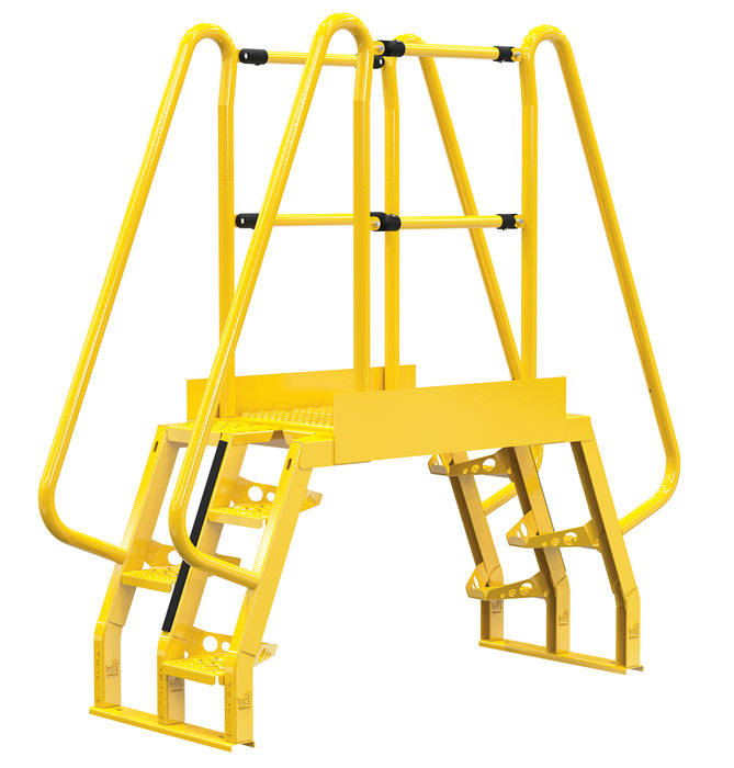 Vestil COLA-2-68-32 Steel Alternating Crossover Ladder 8 Step 68 Degrees 73 in. x 72 in. 350 lb. Capacity Yellow