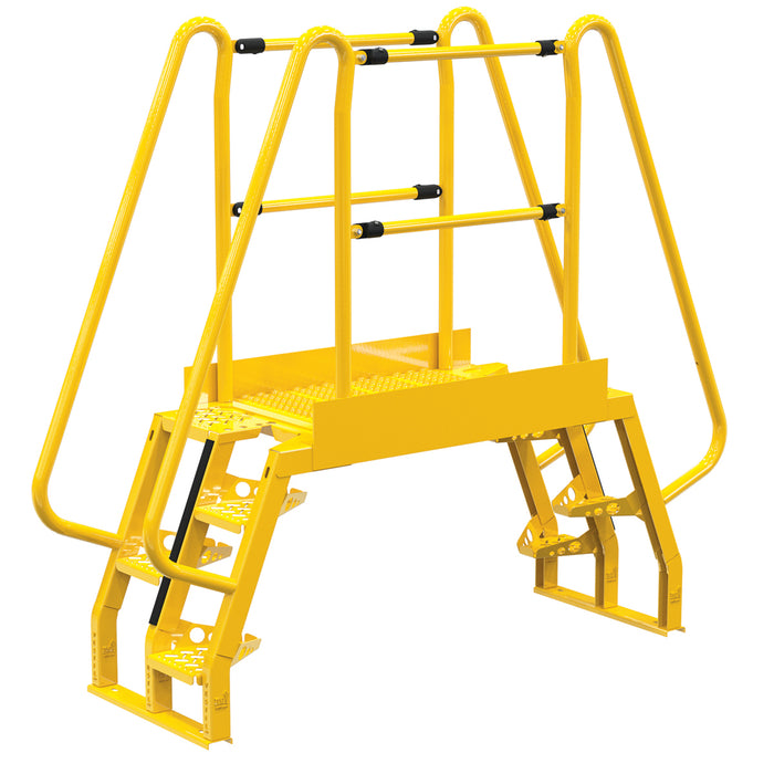 Vestil COLA-2-68-44 Steel Alternating Crossover Ladder 8 Step 68 Degrees 80 in. x 72 in. 350 lb. Capacity Yellow