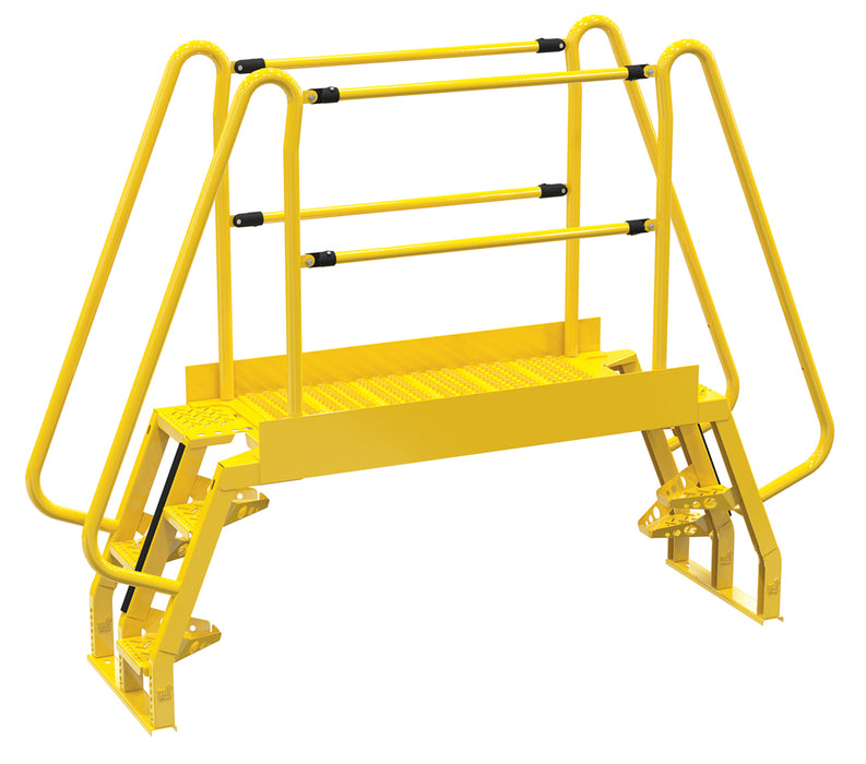 Vestil COLA-2-68-56 Steel Alternating Crossover Ladder 8 Step 68 Degrees 94 in. x 72 in. 350 lb. Capacity Yellow
