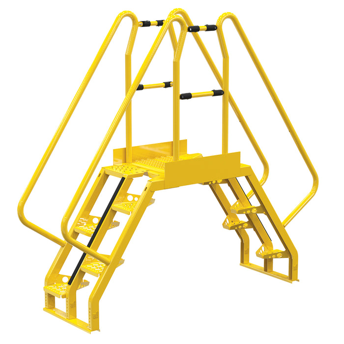 Vestil COLA-3-56-20 Steel Alternating Crossover Ladder 10 Step 56 Degrees 88 in. x 81 in. 350 lb. Capacity Yellow
