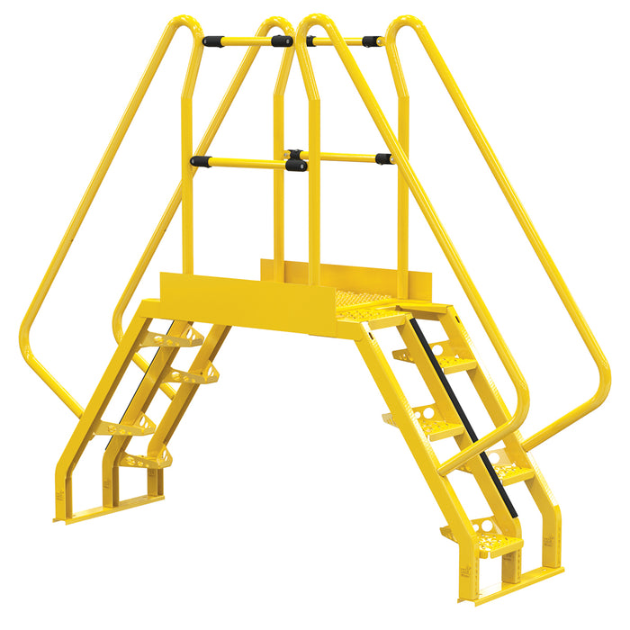 Vestil COLA-3-56-32 Steel Alternating Crossover Ladder 10 Step 56 Degrees 96 in. x 81 in. 350 lb. Capacity Yellow