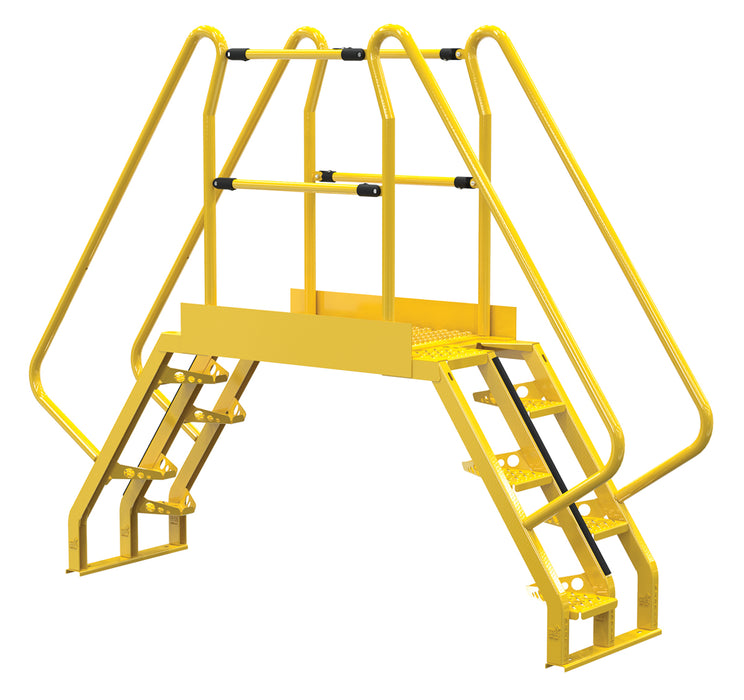 Vestil COLA-3-56-44 Steel Alternating Crossover Ladder 10 Step 56 Degrees 103 in. x 81 in. 350 lb. Capacity Yellow