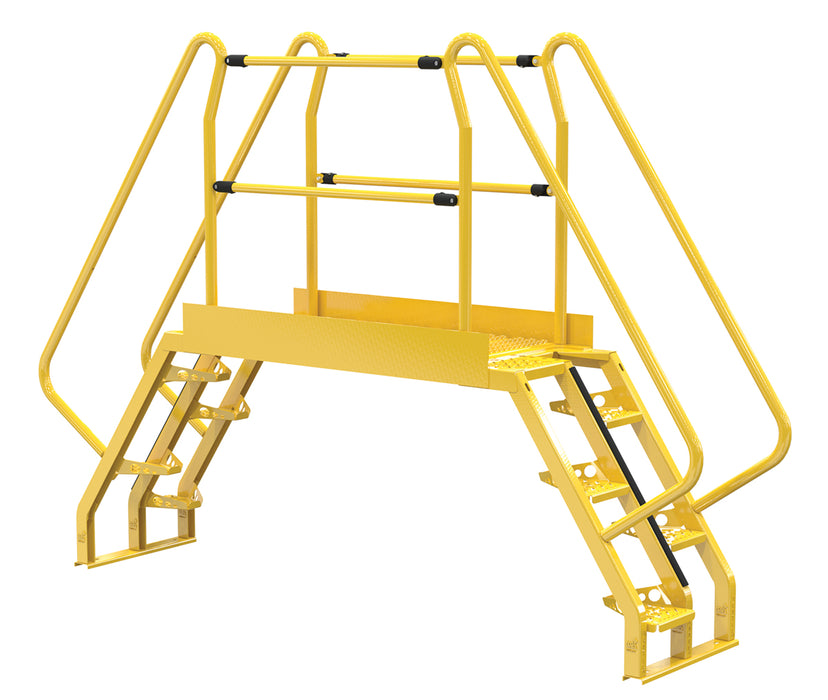 Vestil COLA-3-56-56 Steel Alternating Crossover Ladder 10 Step 56 Degrees 117 in. x 81 in. 350 lb. Capacity Yellow