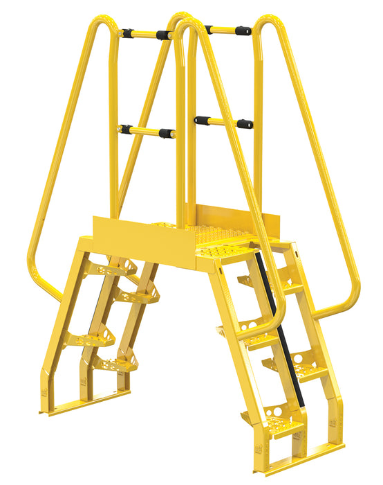 Vestil COLA-3-68-20 Steel Alternating Crossover Ladder 10 Step 68 Degrees 66 in. x 80 in. 350 lb. Capacity Yellow